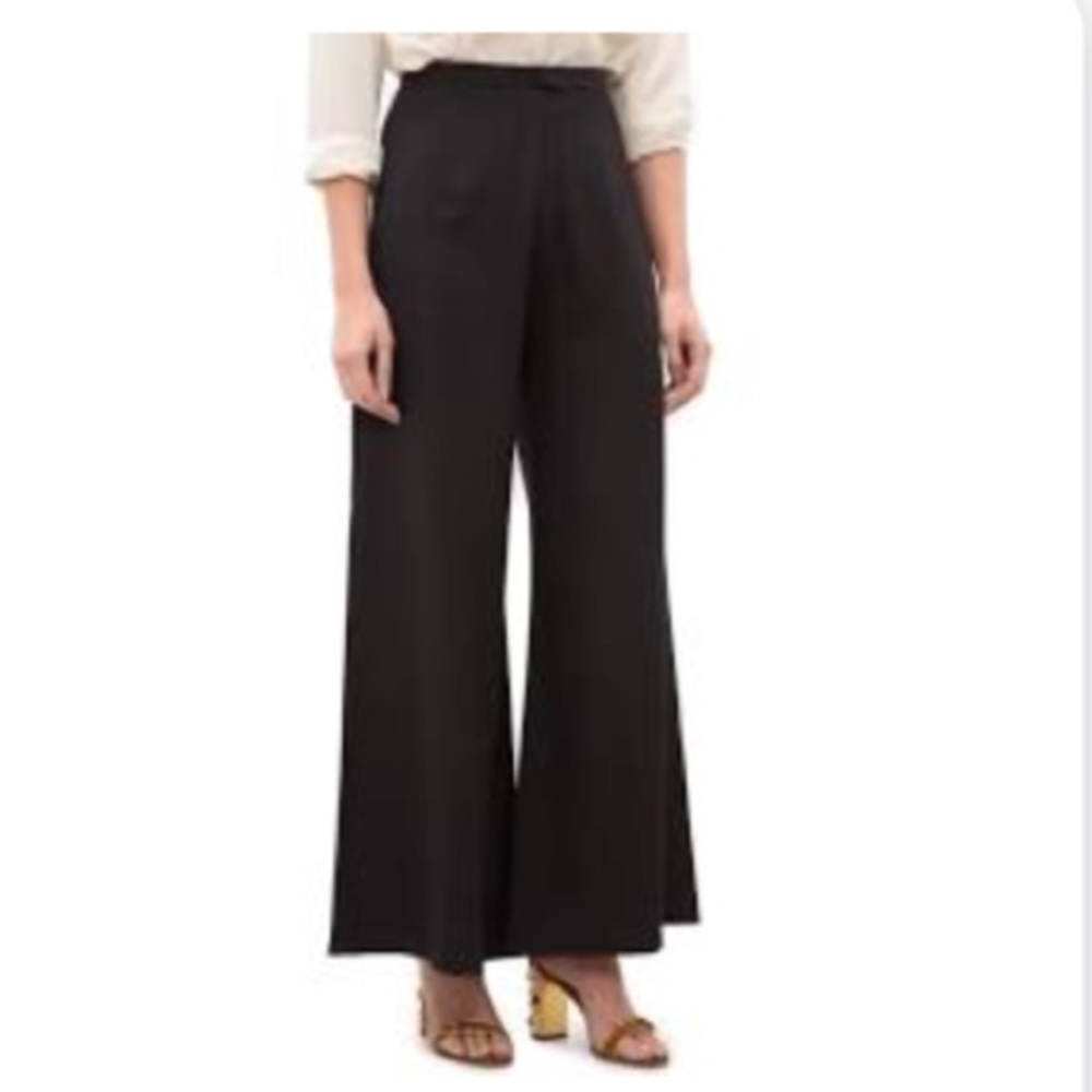 Kaarem black wide leg silk pant